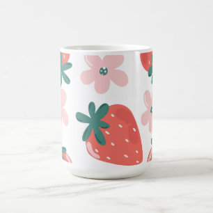 Aardbei en bloem motief koffiemok