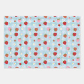 Aardbei en bloem naadloos patroon inpakpapier vel (Voorkant 2)