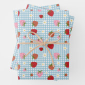 Aardbei en bloem naadloos patroon inpakpapier vel (In situ)