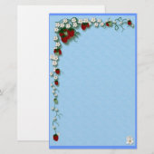 Aardbei en bloemen briefpapier (Voorkant / Achterkant)