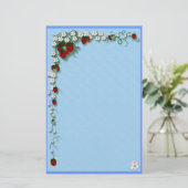 Aardbei en bloemen briefpapier (Staand voorkant)