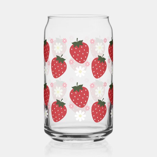 Aardbei en Bloemen Daisy Blikvorm Glas (Voorkant)