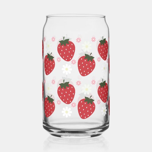 Aardbei en Bloemen Daisy Blikvorm Glas (Links)