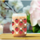 Aardbei en Bloemen Daisy Blikvorm Glas