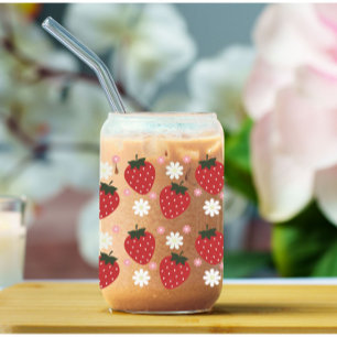 Aardbei en Bloemen Daisy Blikvorm Glas