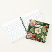 Aardbei en Bloemen Notities: Vierkant Notitieboek (Binnen)