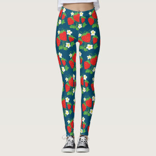 Aardbei en Bloemen Patroon Leggings