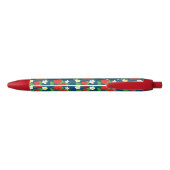 Aardbei- en bloemenblauw patroon zwarte inkt pen (Achterkant)