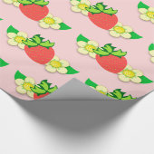 Aardbei- en bloemroze verpakkingspapier cadeaupapier (Hoek)