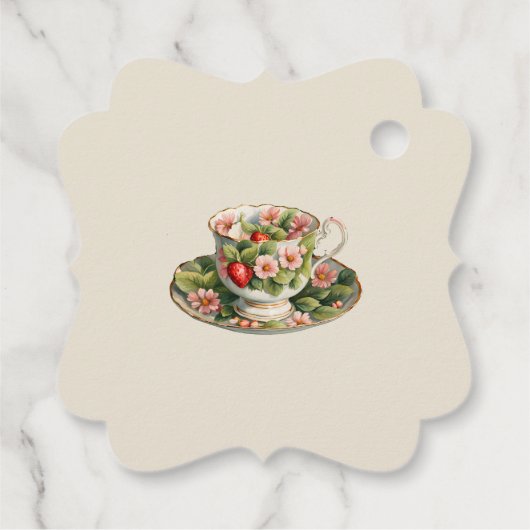 Aardbei en Blooms: Theebeker cadeau label (Achterkant)