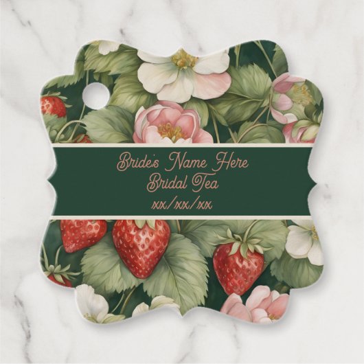 Aardbei en Blooms: Theebeker cadeau label (Voorkant)