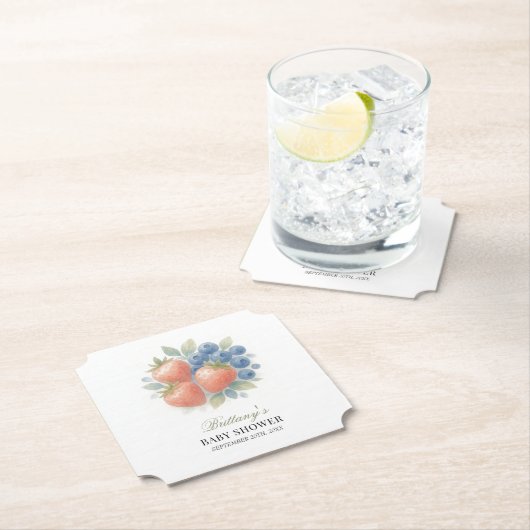Aardbei en Blueberry Baby shower Kartonnen Onderzetters (Insitu)