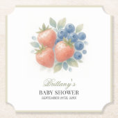 Aardbei en Blueberry Baby shower Kartonnen Onderzetters (Voorkant)