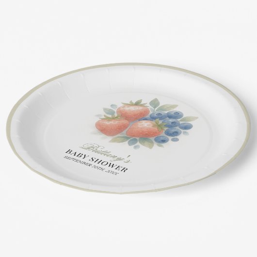 Aardbei en Blueberry Baby shower Papieren Bordje (Gekanteld)