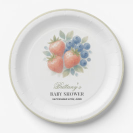 Aardbei en Blueberry Baby shower Papieren Bordje