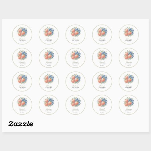 Aardbei en Blueberry Baby shower Ronde Sticker (Vel)
