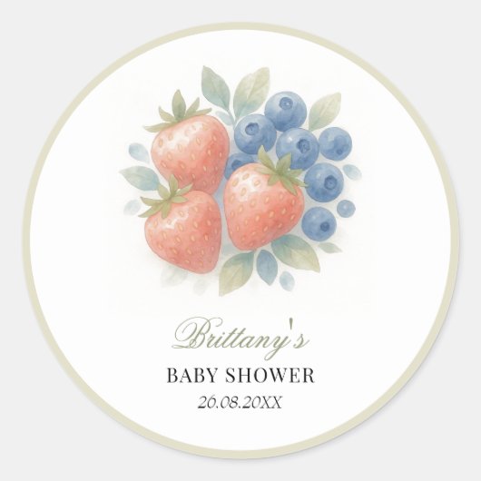 Aardbei en Blueberry Baby shower Ronde Sticker (Voorkant)