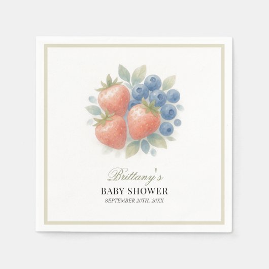 Aardbei en Blueberry Baby shower Servet (Voorkant)