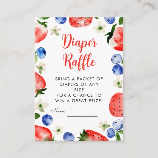 Aardbei en Blueberry Luier Raffle Informatiekaartje (Voorkant)