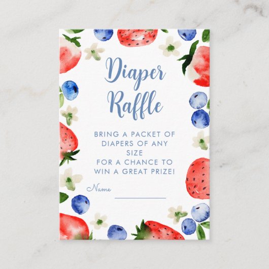 Aardbei en Blueberry Luier Raffle Informatiekaartje (Voorkant)