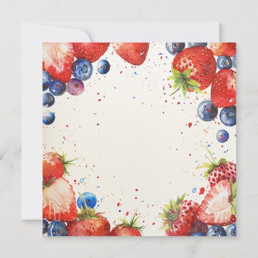 Aardbei en bosbes eerste verjaardag kaart (Achterkant)