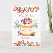 Aardbei en bosbessen verjaardagstaart personaliser kaart (Voorkant)