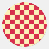 Aardbei en Buttercream Checkerboard Ronde Sticker (Voorkant)