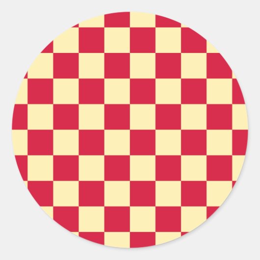 Aardbei en Buttercream Checkerboard Ronde Sticker (Voorkant)