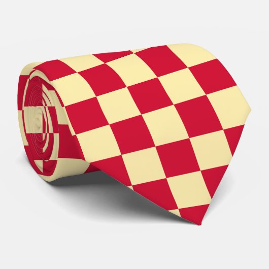 Aardbei en Buttercream Checkerboard Stropdas (Opgerold)