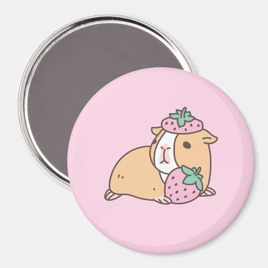 Aardbei en cavia magneet (Voorkant / Achterkant)