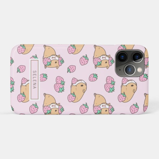 Aardbei en cavia roze Case-Mate iPhone case (Achterkant (horizontaal))