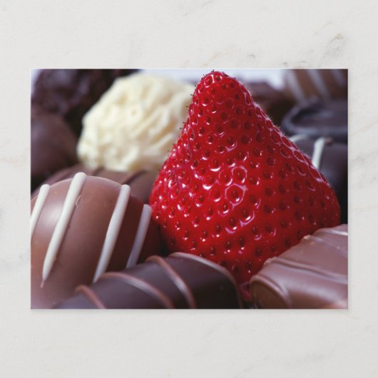 Aardbei en chocolade briefkaart (Voorkant)