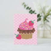 Aardbei en chocolade Cupcake Briefkaart (Staand voorkant)