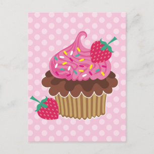 Aardbei en chocolade Cupcake Briefkaart