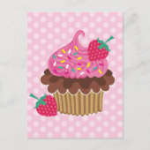 Aardbei en chocolade Cupcake Briefkaart (Voorkant)