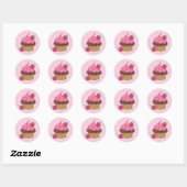 Aardbei en chocolade Cupcake Ronde Sticker (Vel)