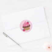 Aardbei en chocolade Cupcake Ronde Sticker (Envelop)