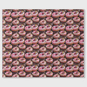 Aardbei en chocolade donuts verjaardag cadeaupapier (Vlak)