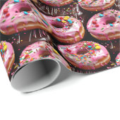 Aardbei en chocolade donuts verjaardag cadeaupapier (Rol Hoek)