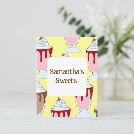 Aardbei en chocolade milkshakes briefkaart (Staand voorkant)