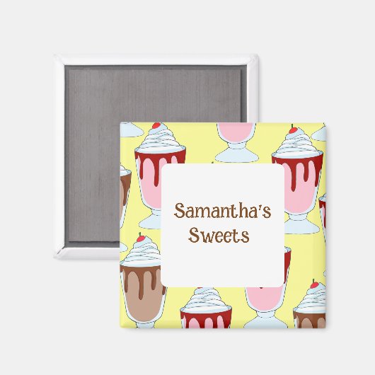 Aardbei en chocolade milkshakes magneet (Voorkant / Achterkant)