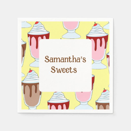 Aardbei en chocolade milkshakes servet (Voorkant)