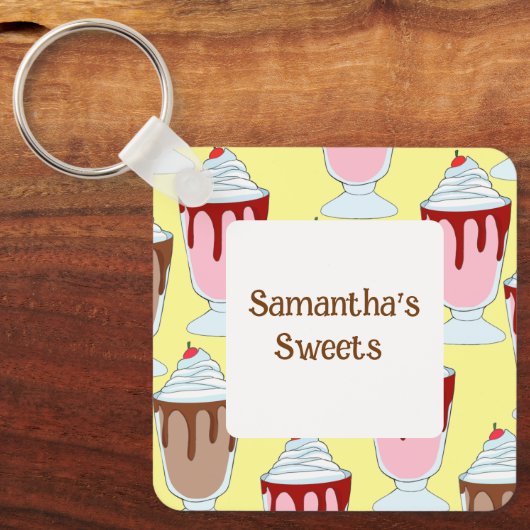 Aardbei en chocolade milkshakes sleutelhanger (Voorkant)