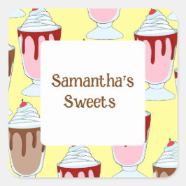 Aardbei en chocolade milkshakes vierkante sticker