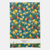 Aardbei en citroen botanische patroon theedoek (Verticaal)