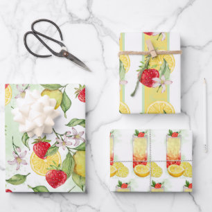 Aardbei en citroen inpakpapier vel