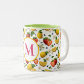 Aardbei en citroenbloesem Mok met Monogram (Voorkant rechts)