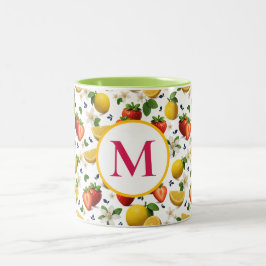 Aardbei en citroenbloesem Mok met Monogram