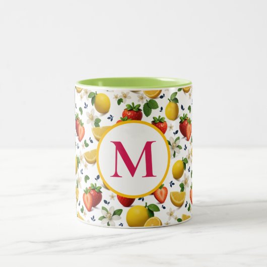Aardbei en citroenbloesem Mok met Monogram (Center)