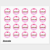Aardbei en Crème Cupcake Ronde Sticker (Vel)